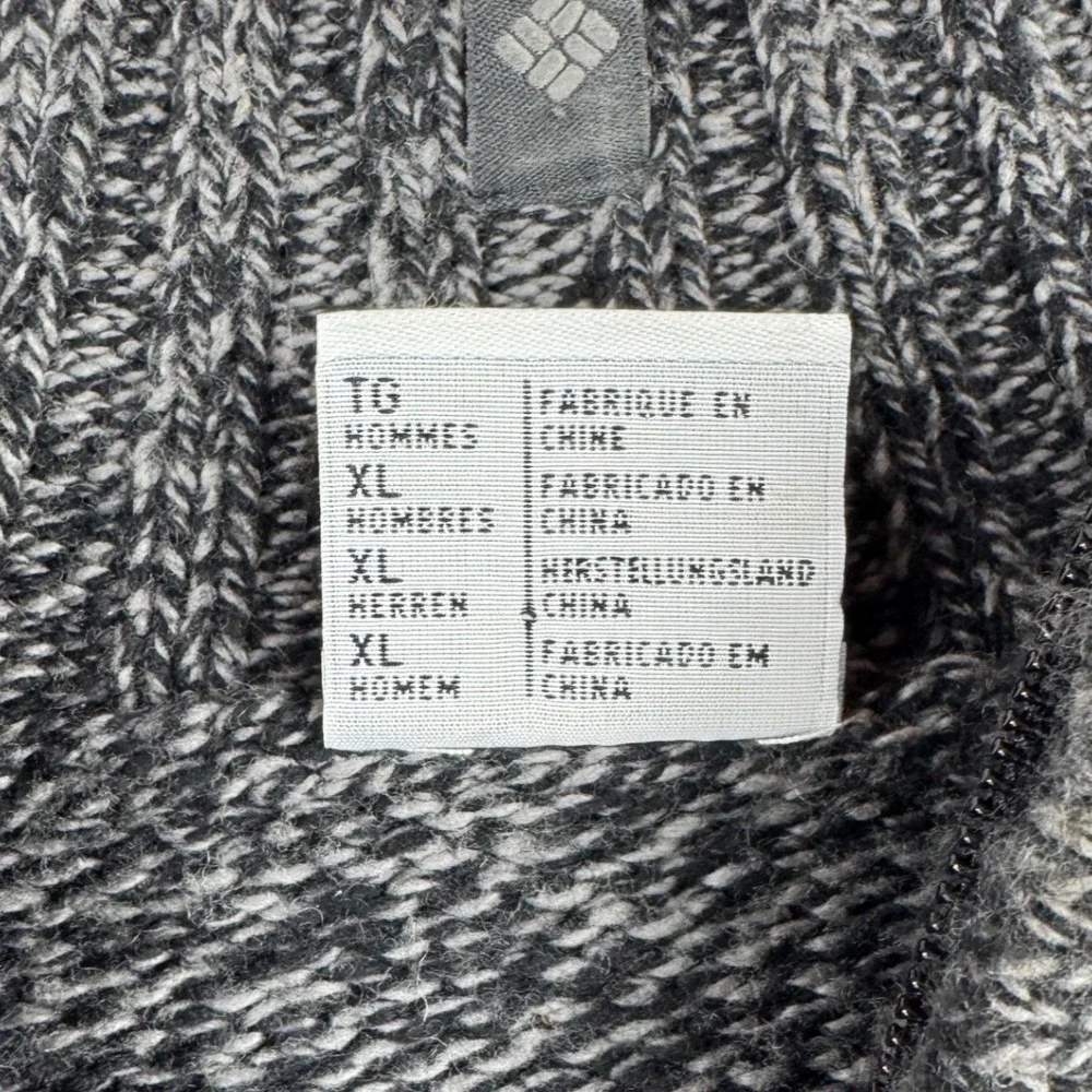 Columbia Mens Grey Colorblock Quarter Zip Cotton Wool Blend Sweater XL EUC